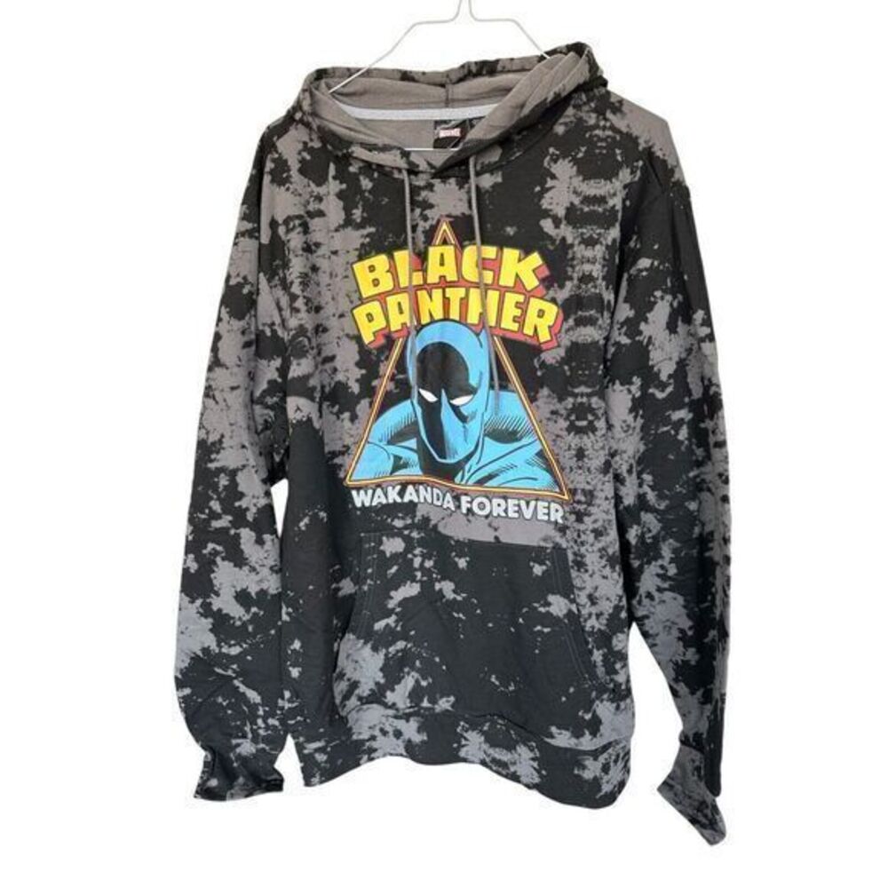 Black Panther Wakanda Forever Marvel Men's Hoodie Front Pocket Size Large NWT